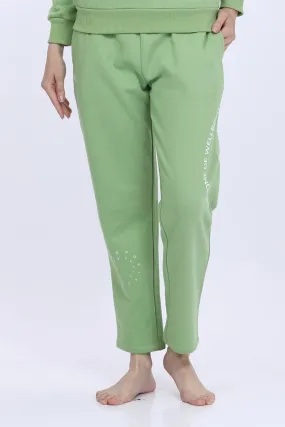 Women Fleece Green Fashion Jogger