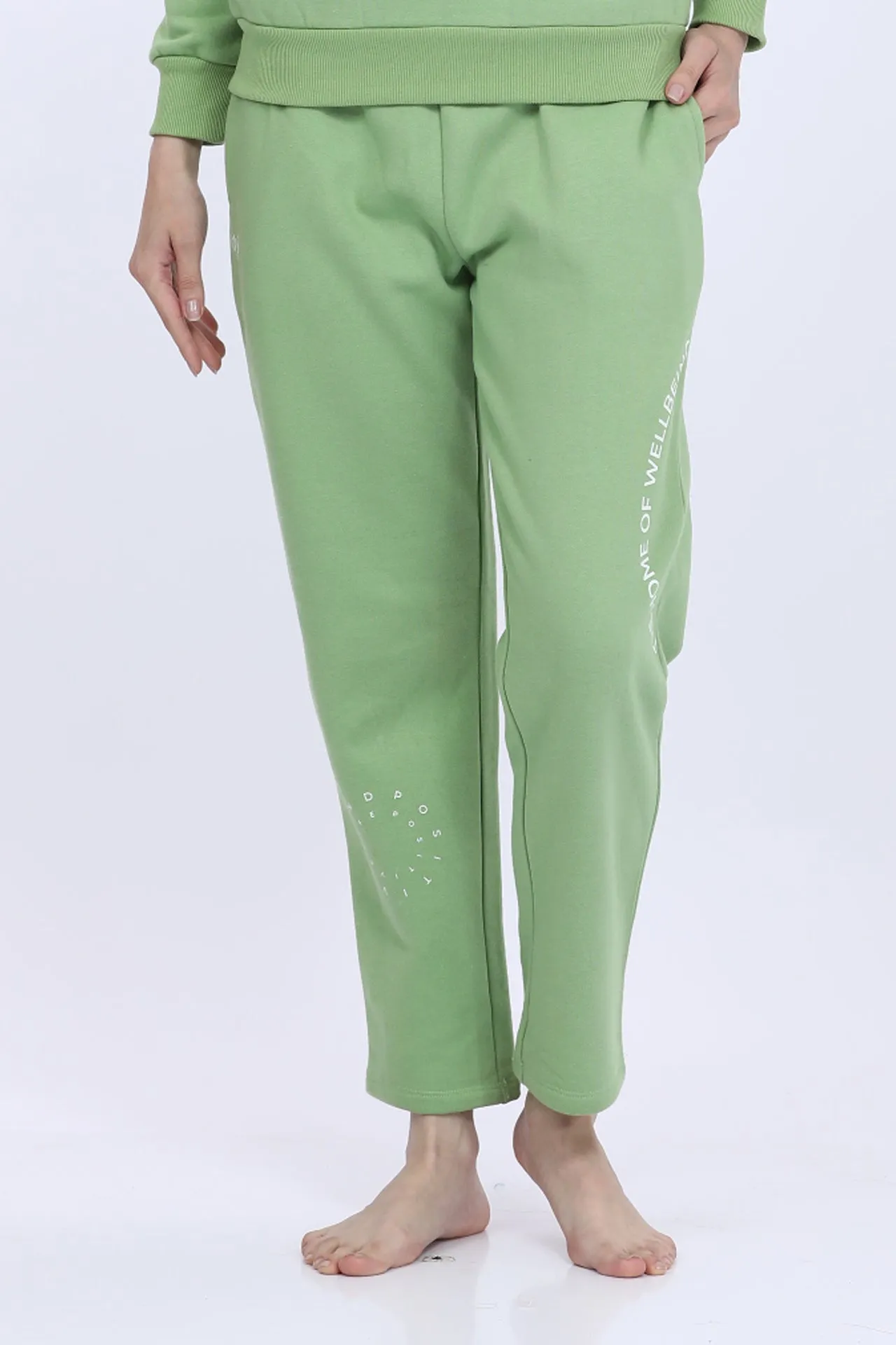 Women Fleece Green Fashion Jogger